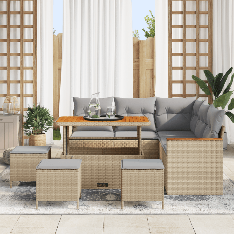 Casa si Gradina - Gradina si terasa - Mobilier exterior - Canapele si fotolii gradina - Set de canapea de gradina  cu perne bej din ratan poli - Infinity.ro