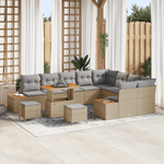 Casa si Gradina - Gradina si terasa - Mobilier exterior - Canapele si fotolii gradina - Set canapea de gradina  cu 12 piese cu perne Ratan Bej Acacia - Infinity.ro