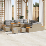 Casa si Gradina - Gradina si terasa - Mobilier exterior - Canapele si fotolii gradina - Set de 14 Piese Sofa pentru Gradina cu Pernite Bej Poliratan Acacia - Infinity.ro