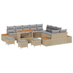 Casa si Gradina - Gradina si terasa - Mobilier exterior - Canapele si fotolii gradina - Set de 14 Piese Sofa pentru Gradina cu Pernite Bej Poliratan Acacia - Infinity.ro