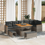 Casa si Gradina - Gradina si terasa - Mobilier exterior - Canapele si fotolii gradina - Set Sofa Gradina  9 Piese cu Pernite Gri Poliratan Acacia - Infinity.ro
