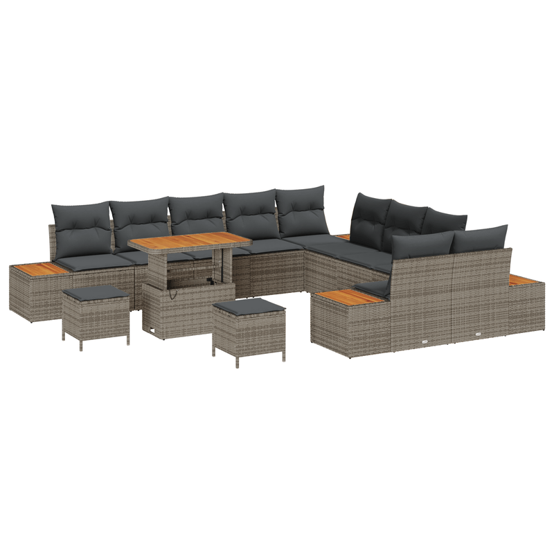 Casa si Gradina - Gradina si terasa - Mobilier exterior - Canapele si fotolii gradina - Set de Sofa pentru Gradina 13 Piese cu Perne Gri Poliratan Acacia - Infinity.ro