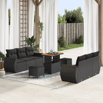 Casa si Gradina - Gradina si terasa - Mobilier exterior - Canapele si fotolii gradina - Set de canapea pentru gradina  cu perne negre din ratan poli acacia - Infinity.ro