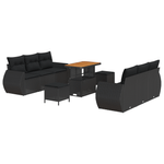Casa si Gradina - Gradina si terasa - Mobilier exterior - Canapele si fotolii gradina - Set de canapea pentru gradina  cu perne negre din ratan poli acacia - Infinity.ro