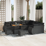 Casa si Gradina - Gradina si terasa - Mobilier exterior - Canapele si fotolii gradina - Set de 12 Piese pentru Gradina cu Perne Negru Poliratan Acacia - Infinity.ro