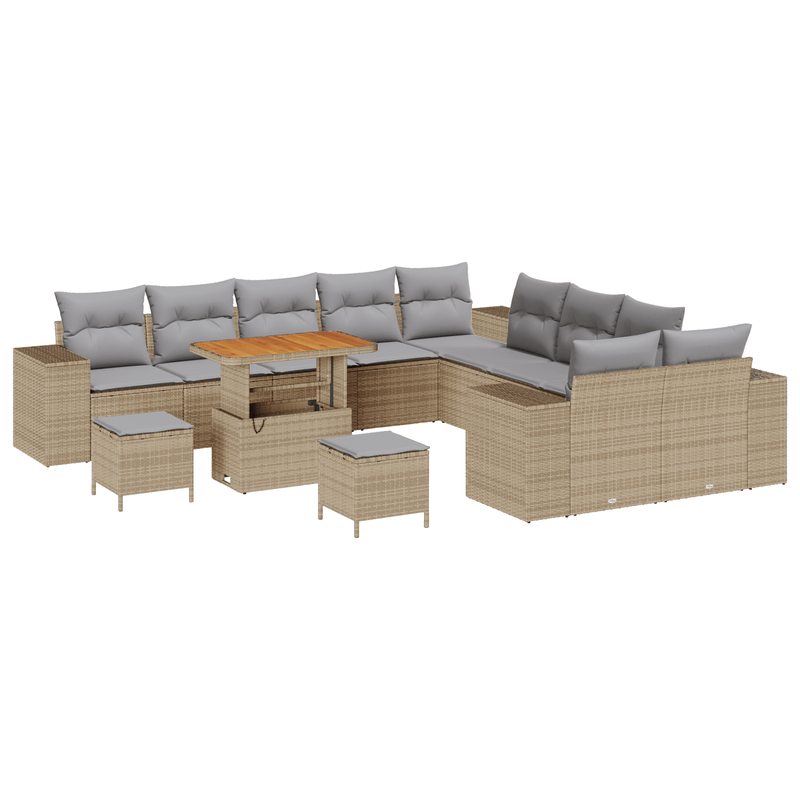 Casa si Gradina - Gradina si terasa - Mobilier exterior - Canapele si fotolii gradina - Set canapea de gradina din 13 piese cu perne bej din ratan poli acacia - Infinity.ro