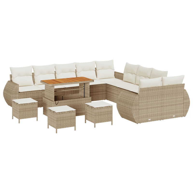 Casa si Gradina - Gradina si terasa - Mobilier exterior - Canapele si fotolii gradina - Set canapea pentru gradina  de 14 piese cu perne bej din poliratan si acacia - Infinity.ro