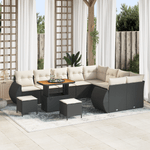 Casa si Gradina - Gradina si terasa - Mobilier exterior - Canapele si fotolii gradina - Set de canapea pentru gradina  cu 12 piese si perne Negru Poliratan Acacia - Infinity.ro