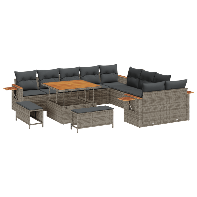 Casa si Gradina - Gradina si terasa - Mobilier exterior - Canapele si fotolii gradina - Set de Sofa de Gradina  cu 13 Piese si Perne Gri Poliratan Acacia - Infinity.ro