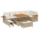 Casa si Gradina - Gradina si terasa - Mobilier exterior - Canapele si fotolii gradina - Set canapea gradina  9 piese cu perne Bej Ratan Acacia - Infinity.ro