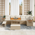 Casa si Gradina - Gradina si terasa - Mobilier exterior - Canapele si fotolii gradina - Set canapea gradina  9 piese cu perne Bej Ratan Acacia - Infinity.ro