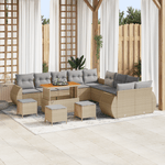 Casa si Gradina - Gradina si terasa - Mobilier exterior - Canapele si fotolii gradina - Set canapea gradina  cu 14 piese, cu perne bej din ratan poli si acacia - Infinity.ro