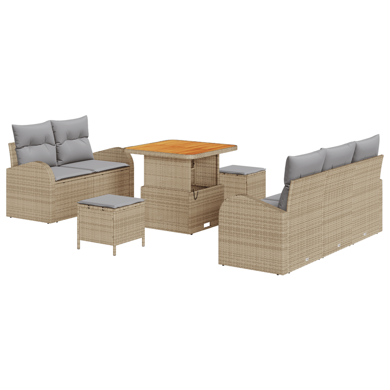 Casa si Gradina - Gradina si terasa - Mobilier exterior - Canapele si fotolii gradina - Set canapele gradina  cu 8 piese si perne Bej Ratan Acacia - Infinity.ro