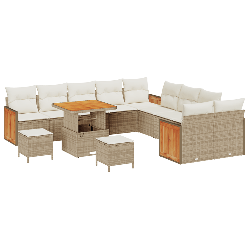 Casa si Gradina - Gradina si terasa - Mobilier exterior - Canapele si fotolii gradina - Set de 13 piese de sofa pentru gradina cu perne poliratan bej si acacia - Infinity.ro