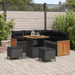 Casa si Gradina - Gradina si terasa - Mobilier exterior - Canapele si fotolii gradina - Set Canapea Gradina  cu 8 piese cu perne Negru Poliratan Acacia - Infinity.ro