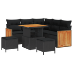 Casa si Gradina - Gradina si terasa - Mobilier exterior - Canapele si fotolii gradina - Set Canapea Gradina  cu 8 piese cu perne Negru Poliratan Acacia - Infinity.ro
