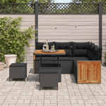 Casa si Gradina - Gradina si terasa - Mobilier exterior - Canapele si fotolii gradina - Set Canapea Gradina  cu 8 piese cu perne Negru Poliratan Acacia - Infinity.ro
