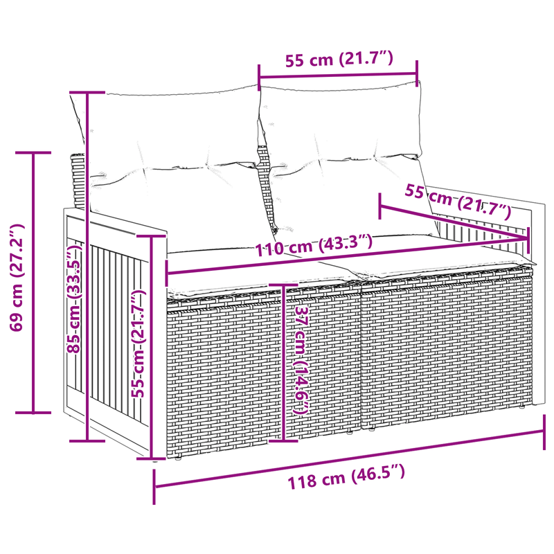 Casa si Gradina - Gradina si terasa - Mobilier exterior - Canapele si fotolii gradina - Set Canapea Gradina  cu 8 piese cu perne Negru Poliratan Acacia - Infinity.ro