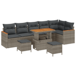 Casa si Gradina - Gradina si terasa - Mobilier exterior - Canapele si fotolii gradina - Set canapea gradina 9 piese cu perne gri din poliratan si acacia - Infinity.ro