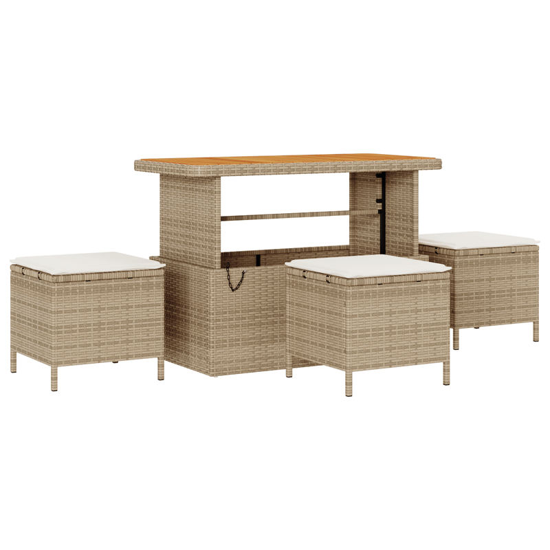 Casa si Gradina - Gradina si terasa - Mobilier exterior - Canapele si fotolii gradina - Set Canapea Gradina  cu Pernite Bej din Ratan Poliesteric Acacia - Infinity.ro