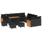 Casa si Gradina - Gradina si terasa - Mobilier exterior - Canapele si fotolii gradina - Set de sofa de gradina  14 piese cu perne negre din ratan politat si acacia - Infinity.ro