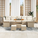 Casa si Gradina - Gradina si terasa - Mobilier exterior - Canapele si fotolii gradina - Set de Canapea de Gradina cu 10 Piese si Pernite Bej Ratan Polimeric Acacia - Infinity.ro