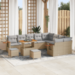 Casa si Gradina - Gradina si terasa - Mobilier exterior - Canapele si fotolii gradina - Set de canapea de gradina  12 piese cu perne Bej din ratan poli acacia - Infinity.ro