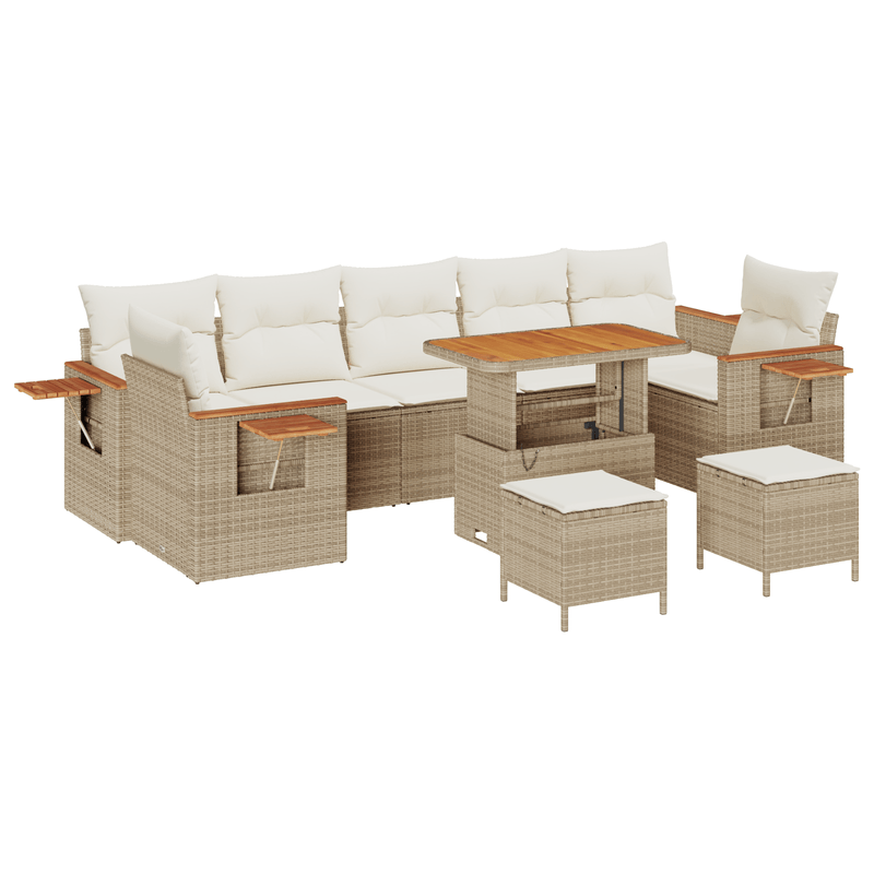 Casa si Gradina - Gradina si terasa - Mobilier exterior - Canapele si fotolii gradina - Set Canapea Gradina 10 Piese cu Perne Bej Poliratan Acacia - Infinity.ro