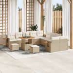 Casa si Gradina - Gradina si terasa - Mobilier exterior - Canapele si fotolii gradina - Set 13 piese Gradina  cu perne ratan poli bej Acacia - Infinity.ro