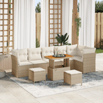 Casa si Gradina - Gradina si terasa - Mobilier exterior - Canapele si fotolii gradina - Set canapea de gradina  cu 9 piese cu perne bej rattan poli acacia - Infinity.ro