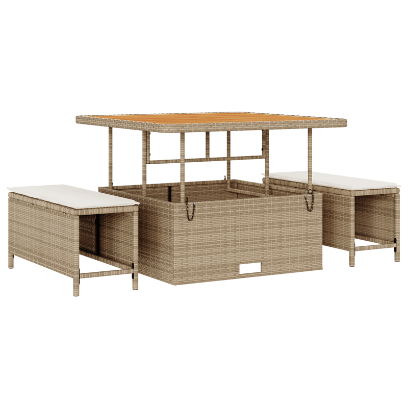 Casa si Gradina - Gradina si terasa - Mobilier exterior - Canapele si fotolii gradina - Set de canapea de gradina  cu 9 piese si perne bej din poliratan Acacia - Infinity.ro