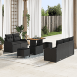 Casa si Gradina - Gradina si terasa - Mobilier exterior - Canapele si fotolii gradina - Set de sofa pentru gradina  cu perne negre din ratan poliester si acacia - Infinity.ro