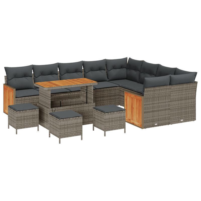 Casa si Gradina - Gradina si terasa - Mobilier exterior - Canapele si fotolii gradina - Set de Sofa de Gradina  13 Piese cu Pernute Gri Ratan Polipropilena Acacia - Infinity.ro