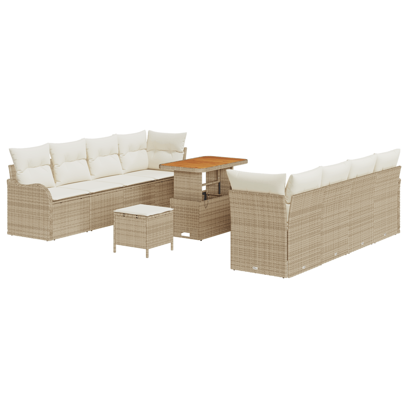 Casa si Gradina - Gradina si terasa - Mobilier exterior - Canapele si fotolii gradina - Set canapele gradina  11 piese cu perne Bej Poliratan Acacia - Infinity.ro