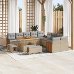 Casa si Gradina - Gradina si terasa - Mobilier exterior - Canapele si fotolii gradina - Set de 13 Piese pentru Gradina  cu Perne Bej din Ratan Polimeric Acacia - Infinity.ro