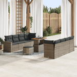 Casa si Gradina - Gradina si terasa - Mobilier exterior - Canapele si fotolii gradina - Set de canapele de gradina cu 11 piese cu perne gri din ratan plastic si acacia - Infinity.ro