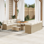 Casa si Gradina - Gradina si terasa - Mobilier exterior - Canapele si fotolii gradina - Set canapea gradina  cu 11 piese si perne bej din ratan poli si acacia - Infinity.ro