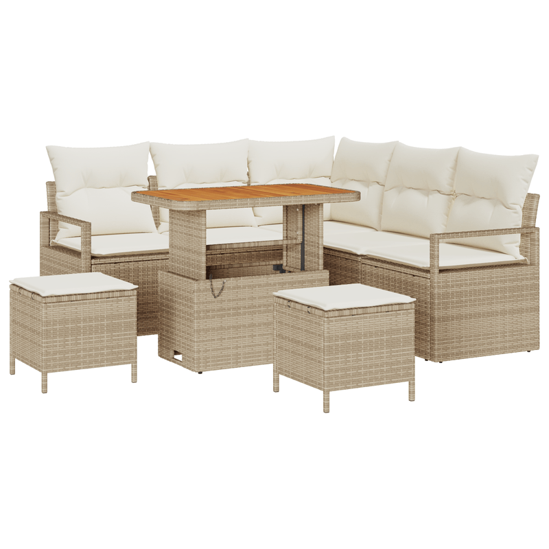 Casa si Gradina - Gradina si terasa - Mobilier exterior - Canapele si fotolii gradina - Set canapele gradina  8 piese cu perne bej poliratan acacia - Infinity.ro