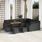 Casa si Gradina - Gradina si terasa - Mobilier exterior - Canapele si fotolii gradina - Set de canapea pentru gradina  13 piese cu perne Negru Poliratan Acacia - Infinity.ro