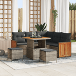 Casa si Gradina - Gradina si terasa - Mobilier exterior - Canapele si fotolii gradina - Set de Canapea Gradina  8 Piese cu Perne Gri Poliratan Acacia - Infinity.ro