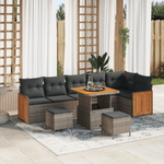 Casa si Gradina - Gradina si terasa - Mobilier exterior - Canapele si fotolii gradina - Set de canapele de gradina  cu perne gri din ratan poli acacia - Infinity.ro