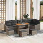 Casa si Gradina - Gradina si terasa - Mobilier exterior - Canapele si fotolii gradina - Set de canapea pentru gradina de 10 piese cu perne gri din ratan poli si acacia - Infinity.ro