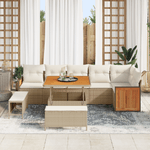 Casa si Gradina - Gradina si terasa - Mobilier exterior - Canapele si fotolii gradina - Set de 9 piese de canapele pentru gradina cu perne bej din poliratan acacia - Infinity.ro