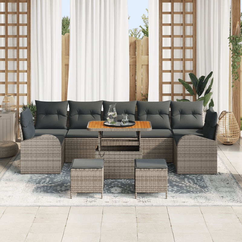 Casa si Gradina - Gradina si terasa - Mobilier exterior - Canapele si fotolii gradina - Set de canapea pentru gradina  cu 10 piese si perne gri din poliratan si acacia - Infinity.ro