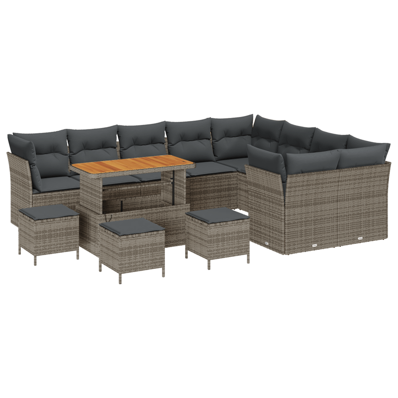 Casa si Gradina - Gradina si terasa - Mobilier exterior - Canapele si fotolii gradina - Set canapea gradina  13 piese cu perne Gri Ratan Acacia - Infinity.ro