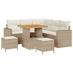 Casa si Gradina - Gradina si terasa - Mobilier exterior - Canapele si fotolii gradina - Set de Canapea pentru Gradina  cu 8 Piese si Perne Bej Poliratan Acacia - Infinity.ro
