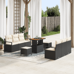Casa si Gradina - Gradina si terasa - Mobilier exterior - Canapele si fotolii gradina - Set canapea de gradina din 9 piese cu perne Black Poly Rattan Acacia - Infinity.ro