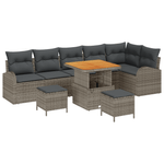 Casa si Gradina - Gradina si terasa - Mobilier exterior - Canapele si fotolii gradina - Set de canapea de gradina  cu 9 piese si perne gri din ratan poli si acacia - Infinity.ro