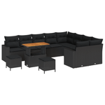 Casa si Gradina - Gradina si terasa - Mobilier exterior - Canapele si fotolii gradina - Set canapea de gradina  12 piese cu perne din poliratan negru si acacia - Infinity.ro