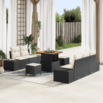 Casa si Gradina - Gradina si terasa - Mobilier exterior - Canapele si fotolii gradina - Set canapele gradina  8 piese cu perne - Negru - Poliratan - Acacia - Infinity.ro
